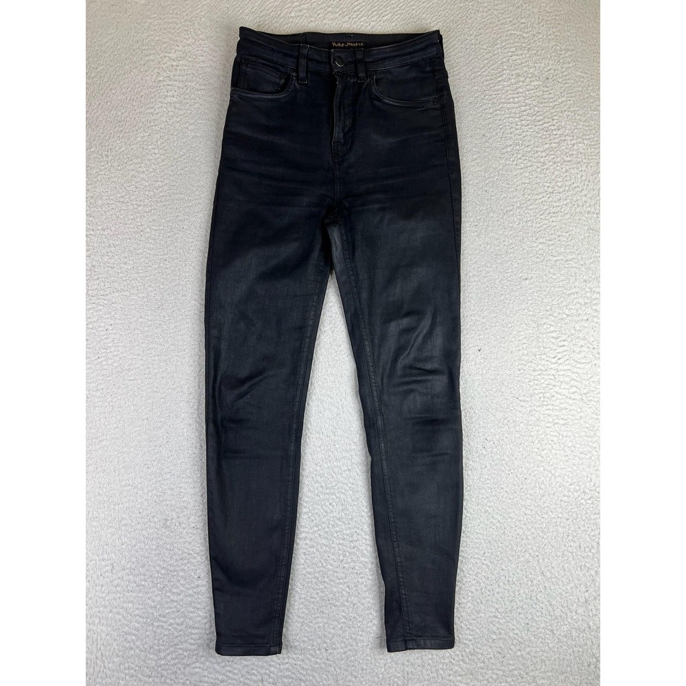 Nudie Jeans Co Hightop Tilde Skinny Jeans Womens 28x30 Black Coated Stretch